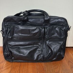 Vintage TUMI Alpha Black Leather Expandable Briefcase Attache business office